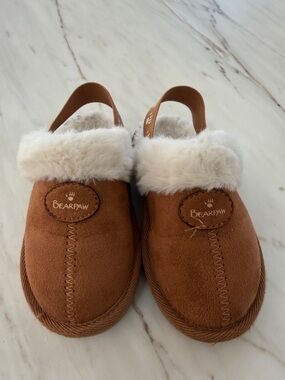 BearPaw Loki toddler slippers, brown soft suede